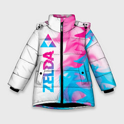 Куртка зимняя для девочки Zelda neon gradient style: по-вертикали, цвет: 3D-черный