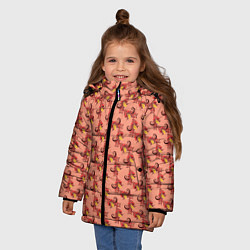 Куртка зимняя для девочки Декоративный растительный орнамент, цвет: 3D-светло-серый — фото 2