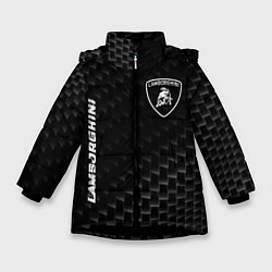 Куртка зимняя для девочки Lamborghini карбоновый фон, цвет: 3D-черный