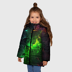 Куртка зимняя для девочки Зеленое свечение, цвет: 3D-красный — фото 2