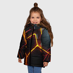 Куртка зимняя для девочки Неон на черном фоне, цвет: 3D-светло-серый — фото 2