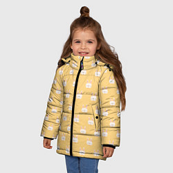 Куртка зимняя для девочки Кролики паттерн, цвет: 3D-черный — фото 2