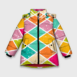 Куртка зимняя для девочки Весёлые ромбики, цвет: 3D-красный