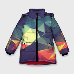Зимняя куртка для девочки Разноцветный полигональный узор