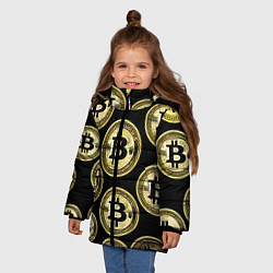 Куртка зимняя для девочки Монеты биткоина, цвет: 3D-черный — фото 2
