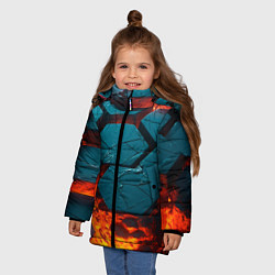 Куртка зимняя для девочки Лавовые наносоты, цвет: 3D-красный — фото 2