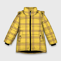 Куртка зимняя для девочки Желто-коричневая клетка, цвет: 3D-черный