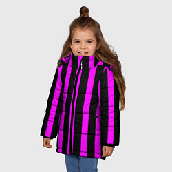Куртка зимняя для девочки В полоску черного и фиолетового цвета, цвет: 3D-черный — фото 2