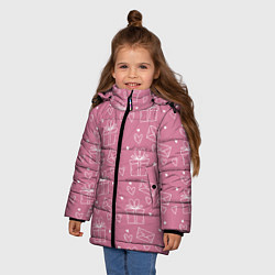 Куртка зимняя для девочки Влюбленным паттерн, цвет: 3D-светло-серый — фото 2