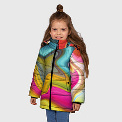 Куртка зимняя для девочки Волны цвета, цвет: 3D-черный — фото 2