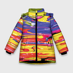 Куртка зимняя для девочки Красочный бум, цвет: 3D-черный