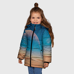 Куртка зимняя для девочки Пустыня и очертания планеты, цвет: 3D-черный — фото 2