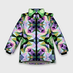 Куртка зимняя для девочки Разноцветная мраморная мозаика, цвет: 3D-светло-серый