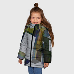 Куртка зимняя для девочки Геометрический коллапс, цвет: 3D-красный — фото 2