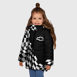 Куртка зимняя для девочки Chevrolet racing flag, цвет: 3D-черный — фото 2