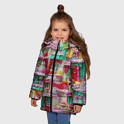 Куртка зимняя для девочки Домики из сладостей, цвет: 3D-черный — фото 2