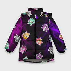 Куртка зимняя для девочки Котики и молнии, цвет: 3D-светло-серый