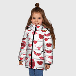 Куртка зимняя для девочки Сладкие губы, цвет: 3D-светло-серый — фото 2