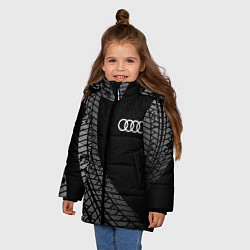 Куртка зимняя для девочки Audi tire tracks, цвет: 3D-черный — фото 2