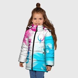 Куртка зимняя для девочки Quake neon gradient style: надпись, символ, цвет: 3D-черный — фото 2