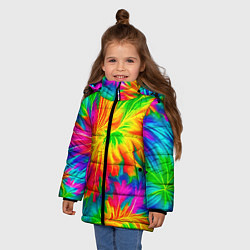 Куртка зимняя для девочки Тай-дай кислотные краски, цвет: 3D-черный — фото 2