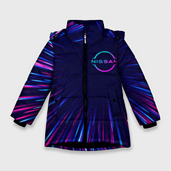 Куртка зимняя для девочки Nissan neon speed lines, цвет: 3D-черный