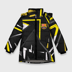 Куртка зимняя для девочки ФК Барселона эмблема, цвет: 3D-светло-серый
