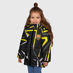 Куртка зимняя для девочки ФК Барселона эмблема, цвет: 3D-светло-серый — фото 2