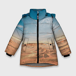 Куртка зимняя для девочки Пустынная планета и спутник, цвет: 3D-светло-серый