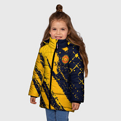 Куртка зимняя для девочки ФК Манчестер Юнайтед эмблема, цвет: 3D-черный — фото 2