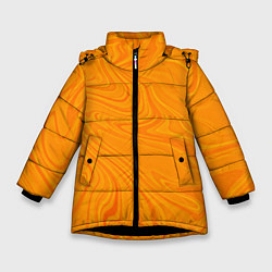 Куртка зимняя для девочки Абстракция оранжевый, цвет: 3D-черный