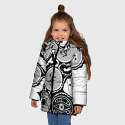 Куртка зимняя для девочки Рисунок тушью, цвет: 3D-черный — фото 2