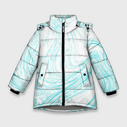 Куртка зимняя для девочки Абстракция бело-голубой, цвет: 3D-светло-серый