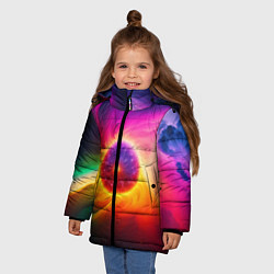 Куртка зимняя для девочки Неоновое солнце, цвет: 3D-светло-серый — фото 2
