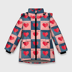 Куртка зимняя для девочки Pettern hearts, цвет: 3D-светло-серый