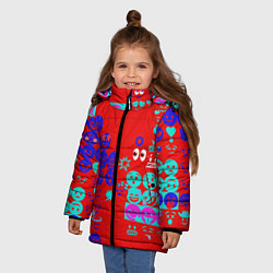 Куртка зимняя для девочки Смайлы для настроения, цвет: 3D-красный — фото 2