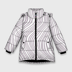 Куртка зимняя для девочки Кривые линии, цвет: 3D-черный