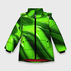 Куртка зимняя для девочки Текстура зеленая слизь, цвет: 3D-красный
