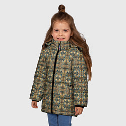 Куртка зимняя для девочки Обтекаемый узор в стиле Артдеко, цвет: 3D-черный — фото 2