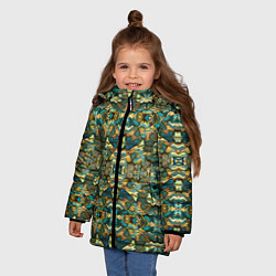 Куртка зимняя для девочки Мозаика из самоцветов, цвет: 3D-черный — фото 2