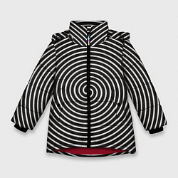 Куртка зимняя для девочки Оптическая спираль, цвет: 3D-красный
