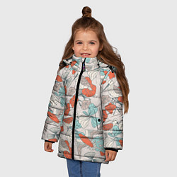 Куртка зимняя для девочки Птички и маки, цвет: 3D-светло-серый — фото 2