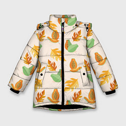 Куртка зимняя для девочки Осенняя папайя, цвет: 3D-черный