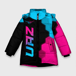 Куртка зимняя для девочки UAZ - neon gradient: по-вертикали, цвет: 3D-черный