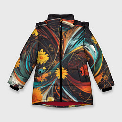 Куртка зимняя для девочки Цветущий взрыв, цвет: 3D-красный
