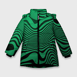 Куртка зимняя для девочки Абстрактный узор волн, цвет: 3D-черный