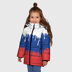 Куртка зимняя для девочки Флаг России - потёки, цвет: 3D-светло-серый — фото 2