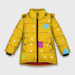 Куртка зимняя для девочки Yellow abstraction, цвет: 3D-красный