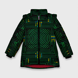 Куртка зимняя для девочки Зелёная электросхема, цвет: 3D-красный