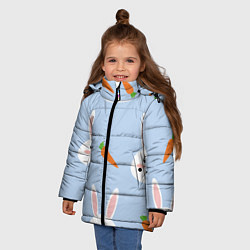 Куртка зимняя для девочки Зайчики и морковки, цвет: 3D-красный — фото 2